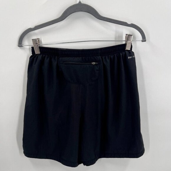 Nike Dri Fit Black Running Shorts Lined Reflective Logo Drawstring Womens Medium - Picture 2 of 5